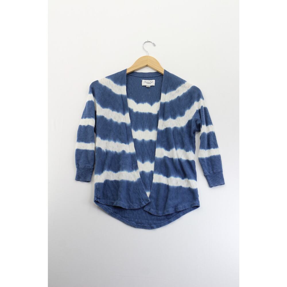American Eagle blue white stripe open front cardigan womens XS‎ nautical coastal